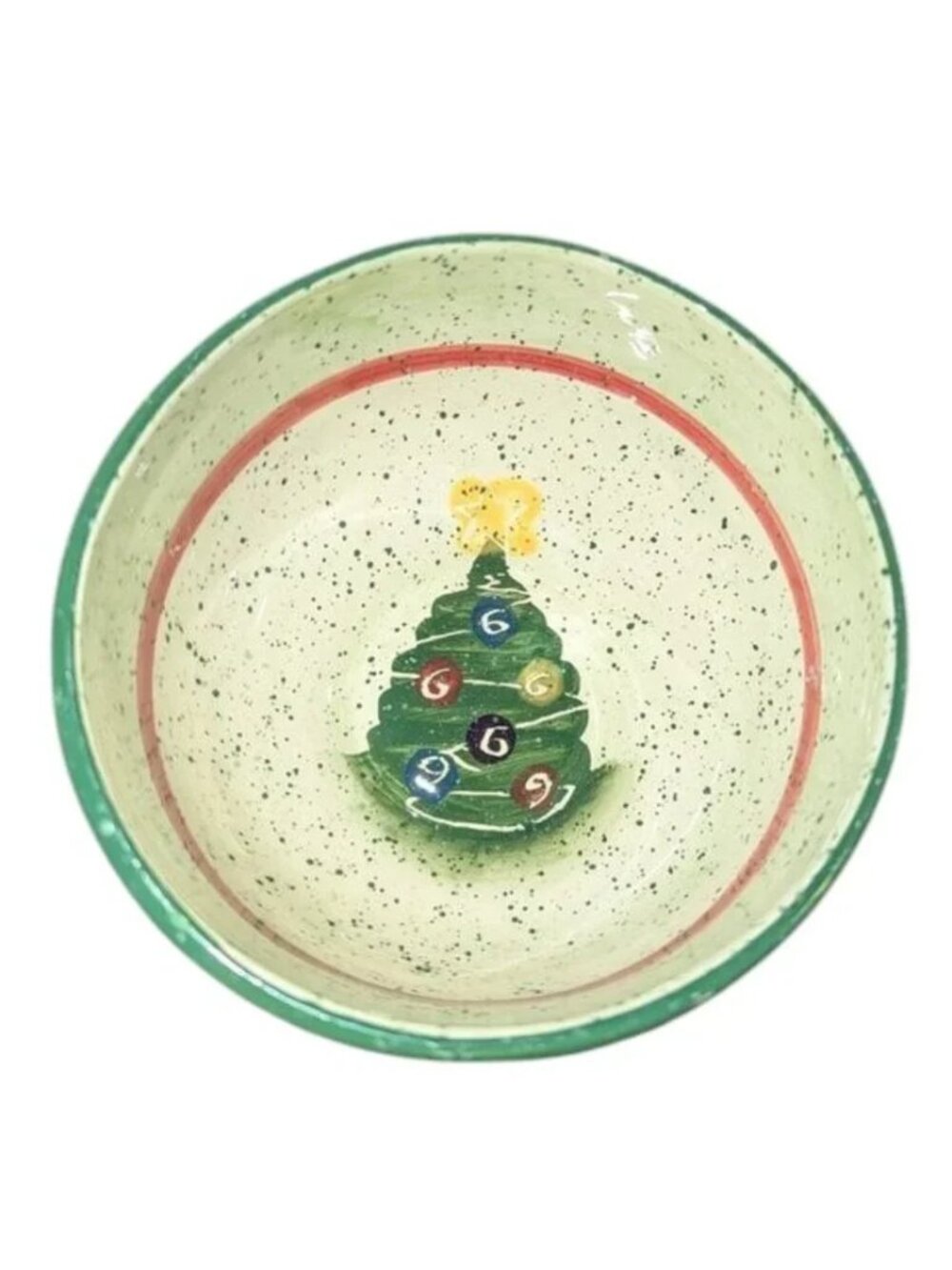 Vintage 1998 Julie Ueland Enesco Speckled Plaid Small Christmas Tree Bowl 4.5"